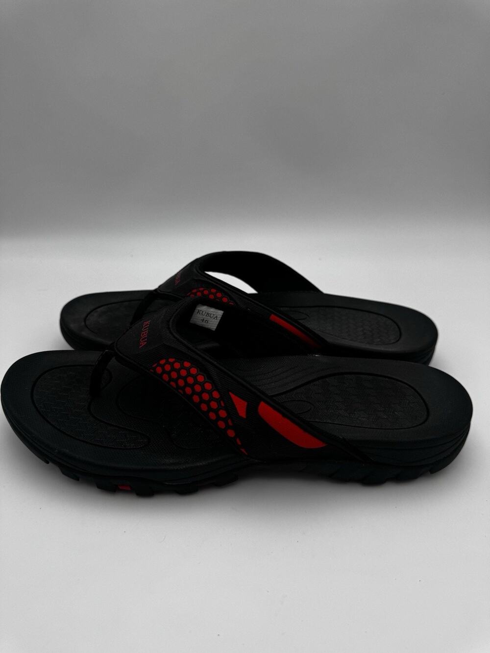 KUBUA Men’s Flip Flops Black Red Size EU 46 Comfort Sandals NWT